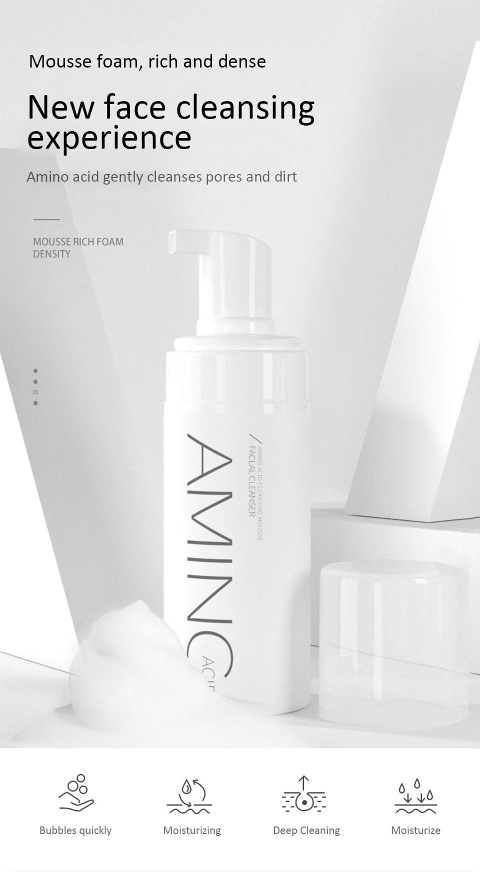 Mousse Nettoyante Visage aux Acides Aminés – Nettoyage Doux & Hydratant