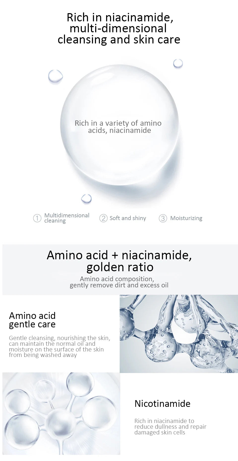 Mousse Nettoyante Visage aux Acides Aminés – Nettoyage Doux & Hydratant